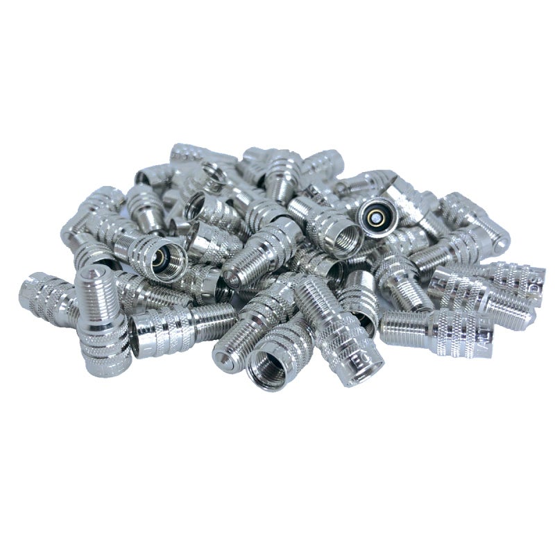 Haltec DS-1 Double Seal Inflate Through Valve caps for Trucks RVs and Semis - 50 Pack - Chrome - Image 2